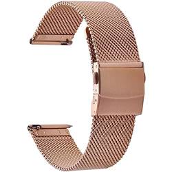 Uhrenarmband 12mm 14mm 16mm 18mm 20mm 22mm 24mm Edelstahl Uhrenarmband Metallgewebe Uhrenarmband Armband Armbanduhr Ersatzband (Color : Rose-Gold, Size : 22mm) von SYT-MD