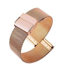 Uhrenarmband 16-24 mm Uhrenarmband Stahl Metallband Mesh Strap Ultradünnes Universal-Edelstahl-Armband Armband Schnellverschluss Gürtel (Color : Rose Gold, Size : 24mm) von SYT-MD