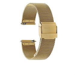 Uhrenarmband 16mm 18mm 20mm 22mm 24mm Quick Release Mesh Woven Strap Double Buckle Loop Uhrenarmband Universal Edelstahl Armband Band (Color : Gold, Size : 18mm) von SYT-MD