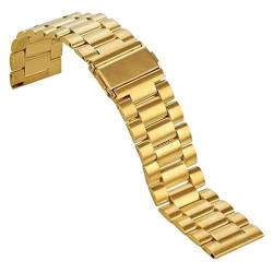 Uhrenarmband 24mm Edelstahl Armband Armband Smart Watch Telefon Männer Uhrenarmband Schnellverschluss Uhrenarmband (Color : Gold, Size : 24mm) von SYT-MD