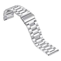 Uhrenarmband 24mm Edelstahl Armband Armband Smart Watch Telefon Männer Uhrenarmband Schnellverschluss Uhrenarmband (Color : Silver, Size : 24mm) von SYT-MD
