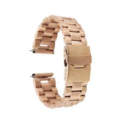 Uhrenarmband Edelstahl-Uhrenarmband, 16 mm, 18 mm, 20 mm, 22 mm, 24 mm, Universal-Uhrenarmband, Sicherheitsverschluss, Schlaufe, Gürtelarmband (Color : Rose Gold, Size : 18mm) von SYT-MD