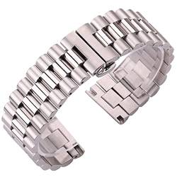 Uhrenarmband Edelstahlarmband 22mm 21mm 20mm 18mm 16mm Massivmetalluhr Barcelet Herren Damen Silber Uhrenarmbänder Zubehör (Color : Silver, Size : 20mm) von SYT-MD