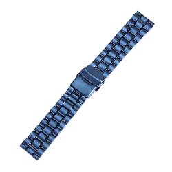 Uhrenarmband Edelstahlarmband Arc Uhrenarmbänder 18 mm 20 mm 22 mm 24 mm Zubehör Universalband Schnellverschlussgürtel (Color : Blue, Size : 22mm) von SYT-MD