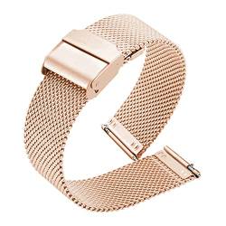 Uhrenarmband Ersatz-Uhrenarmbänder mit Schnellverschluss, 20 mm, 22 mm, Metall-Uhrenarmband, Gliederarmband, Schwarz, Silber, Gold (Color : Rose red gold, Size : 20mm) von SYT-MD