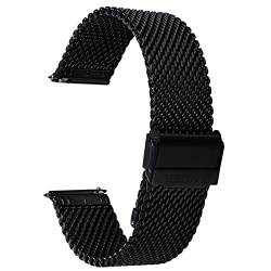 Uhrenarmband Mesh-Uhrenarmband for Herren-Schnellverschluss, verstellbares Armband, Mesh-Uhrenarmbänder, 18, 20, 22, 24 mm, Edelstahl-Armbänder (Color : Black, Size : 20mm) von SYT-MD