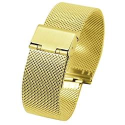 Uhrenarmband Roségold-Edelstahl-Armband for Armbanduhren, 16–26 mm, Schnellverschluss, Mesh-Armband, bequemes Uhrenzubehör (Color : Gold, Size : 24mm) von SYT-MD