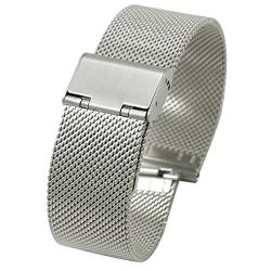 Uhrenarmband Roségold-Edelstahl-Armband for Armbanduhren, 16–26 mm, Schnellverschluss, Mesh-Armband, bequemes Uhrenzubehör (Color : Silver, Size : 22mm) von SYT-MD