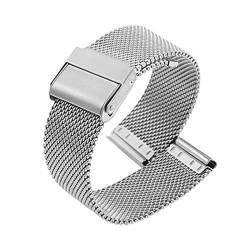 Uhrenarmband Universalband Uhrenarmband Damen Herren Armband Edelstahl gewebtes Mesh Ersatz Metall Zubehör 16-24mm (Color : Silver, Size : 16mm) von SYT-MD