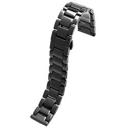Uhrenarmband aus Keramik, 14 mm, 16 mm, 18 mm, 20 mm, 22 mm, Armband, Weiß, Schwarz, Armband, Armbanduhren, nicht verblassend, wasserfest Uhrenarmband (Color : Black, Size : 14mm) von SYT-MD