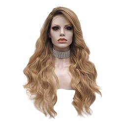 Synthetic Lace Front Wig for Black Women,Orange Wigs Wavy Synthetic Lace Front Wig Dark Root Heat Resistant Fiber Cosplay Wigs for Women,24 inch von SYVI