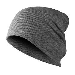 SZ-DESIGN Long Beanie Slouch Mütze Bommelmütze Strickmütze Häckelmütze Wintermütze Herren Damen Skimütze (Grau) von SZ-DESIGN