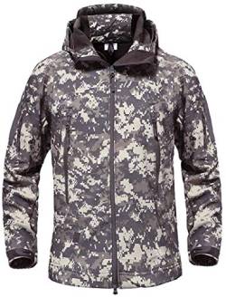 SZAWSL Military Wasserdichte Herren Softshelljacke Fleecefutter Camouflage Outdoor Mantel Taktische Jacke ACU, UK S Tag M von SZAWSL