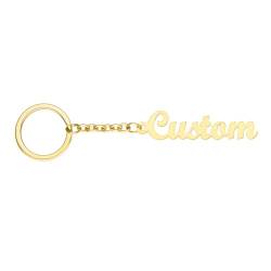 SZCSYMY Personalisierte Edelstahl vergoldet Keychain - benutzerdefinierte Name graviert zierliche Schlüsselanhänger, Gold, Medium von SZCSYMY