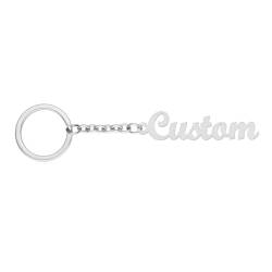 SZCSYMY Personalisierte Edelstahl vergoldet Keychain - benutzerdefinierte Name graviert zierliche Schlüsselanhänger, silber, Medium von SZCSYMY