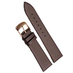 SZCURC Uhrenarmbänder Echtes Leder 12-22 mm Uhrenzubehör Damen Herren Braun Schwarz Gürtelband, Braunes Roségold, 12 mm von SZCURC