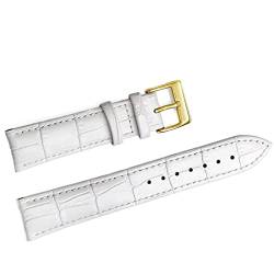 SZCURC Uhrenarmbänder aus echtem Leder 12-24 mm Stahl Dornschließe Armband + Werkzeug, Weiß 3, 24 mm von SZCURC