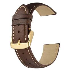 SZCURC Uhrenarmband aus echtem Leder, 14-24 mm, Ersatzbänder, Armband für Männer und Frauen, Dunkelbraun-Gold 2, 20 mm von SZCURC