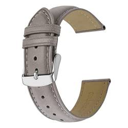 SZCURC Uhrenarmband aus echtem Leder, 14-24 mm, Ersatzbänder, Armband für Männer und Frauen, Grau-Silber, 19 mm von SZCURC