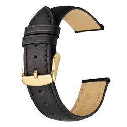 SZCURC Uhrenarmband aus echtem Leder, 14-24 mm, Ersatzbänder, Armband für Männer und Frauen, Schwarz-Gold 1, 16 mm von SZCURC