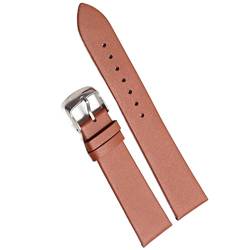 Uhrenarmbänder Echtes Leder 12-22 mm Uhrenzubehör Damen Herren Braun Schwarz Gürtelband, Hellbraunes Silber, 12 mm von SZCURC
