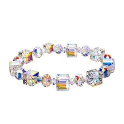 SZETOSY Kristall Strass Würfel Armband für GOODHANCEUK Aurora Kristalle Link Kette Romance Frauen Schmuck Glas Stein Glanzt Mode Armband Freundschaft Armband für Mädchen von SZETOSY