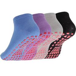 SZETOSY Yoga Socks with Grips for Women&Men 4 Pairs Non-Slip Pilates Socks for Barre, Dance, Ballet, Workout with Arch Support von SZETOSY