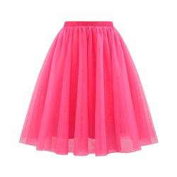 Damen Karnevals Kostüme Rock Ballet Tanzkleid Tütü Damen High Waist Minirock Sexy Kurz Tüllrock Damen Swat Puff Unterrock Tanzkleidung Mädchen Tutu-Rock Kostüm Kleid für Party Ballett (Hot Pink, S) von SZFRYEU