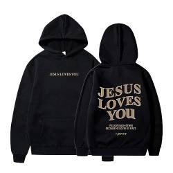 SZFRYEU Kapuzenpullover Jesus Loves You Hoodie Damen Sweatjacke Kapuzenpullover Oversize Pullover Sweatshirt mit Buchstaben-Grafik Freizeit Sport Langarmshirt Hoodies Training Pulli Streetwear von SZFRYEU