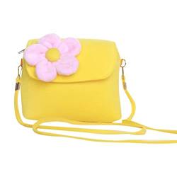 SZFRYEU Kleine Mädchen Handtaschen Mädchen Umhängetaschen Mini Umhängetasche Bowknot Tasche Mode Klappe Tasche (Gelb, One Size) von SZFRYEU