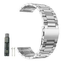 SZHELEJIAM Ersatz Uhrenarmband 22mm für Smartwatch oder Traditionelle Uhren, Edelstahl Metall Uhrenarmband, Schnellverschluss Uhrenarmband Metallschraube für Herren Silber von SZHELEJIAM