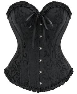 Ivy Shi Damen Vollbrust Corsage Korsett Top Gothic Vintage Corsagen Bustier Corsette- Gr. 34 (M), Schwarz von SZIVYSHI