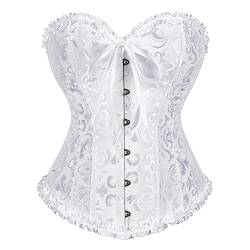 Ivy Shi Damen Vollbrust Corsage Korsett Top Gothic Vintage Corsagen Bustier Corsette- Gr. 34 (M), Weiß von SZIVYSHI