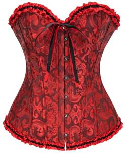 SZIVYSHI Damen Korsett Sexy Corsage Corset - Top für Kostüm, Outfit, Reizwäsche, Steampunk, Gothic, Piraten, Lack, Frauen, Extrem, Body & Sexspielzeug - Schwarz und Rot - Große XS von SZIVYSHI