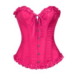 SZIVYSHI Damen Überbrustkorsett mit Sweetheart-Schnürung, Kunststoffknochen, Bustier-Top, Rose Red 1, 42 von SZIVYSHI