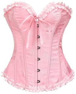 SZIVYSHI Damen Überbrustkorsett mit Sweetheart-Schnürung, Kunststoffknochen, Bustier-Top, rosa (1), 46 von SZIVYSHI