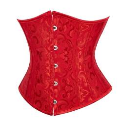 SZIVYSHI Damen Unterbrust Jacquard Lace Up Waist Cincher Corsage Shaper Top Rot L von SZIVYSHI