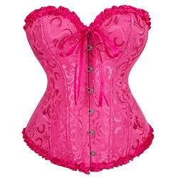 SZIVYSHI Rose Rot Korsett für Frauen - Bustier Shapewear Corset - trägerlos Vintage viktorianischen Vollbrust Mode Spitze Taille Mieder für Night Out - Größe XL von SZIVYSHI