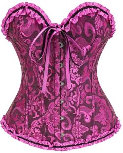 SZIVYSHI Schwarz Rosa Korsett für Frauen - Bustier Shapewear Corset - trägerlos Vintage viktorianischen Vollbrust Mode Spitze Taille Mieder für Night Out - Größe S von SZIVYSHI