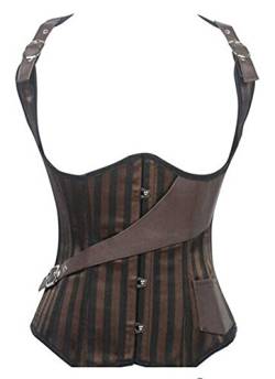 SZIVYSHI Unterbrust Taillen Trainer Stahl Knochen Corsage Korsett Bustier Top Braun S von SZIVYSHI