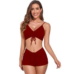 SZJIAHTM Damen Bikini Set Zweiteiliger Badeanzug Bikini mit High Waist Hotpants Bauchweg Bademode Swimsuit von SZJIAHTM