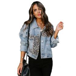 SZJIAHTM Damen Denim Mantel Vintage Kurze Jeansjacke Langarm mit Perle Denim Jacke Frühling Casual Streetwear Jeansjacke L von SZJIAHTM