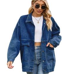 SZJIAHTM Damen Denim Vintage Denim Jacken Mantel Oversize Herbst Frühling Casual Lange Weste Streetwear Jeansjacke XL von SZJIAHTM