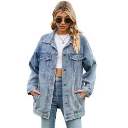 SZJIAHTM Damen Denim Vintage Denim Jacken Mantel Oversize Herbst Frühling Casual Lange Weste Streetwear Jeansjacke XL von SZJIAHTM