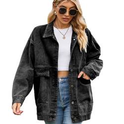 SZJIAHTM Damen Denim Vintage Denim Jacken Mantel Oversize Herbst Frühling Casual Lange Weste Streetwear Jeansjacke XXL von SZJIAHTM