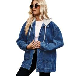 SZJIAHTM Damen Denim Vintage Denim Jacken Mantel Oversize Herbst Frühling Casual Lange Weste Streetwear Jeansjacke XXL von SZJIAHTM