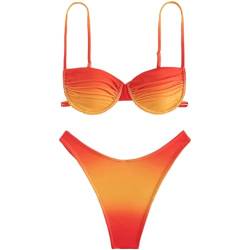 SZJIAHTM Damen Zweiteiliger Bügel Push Up Bikini Set Triange Badeanzug High Waist V-Badehose Bikini Set von SZJIAHTM