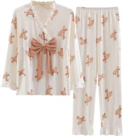 SZJIAHTM Teenager Mädchen Langarm Zweiteiliger Schlafanzüge Set Baumwolle Schlafanzug Tops und Schlafhose Nachtwäsche Pyjama Set Loungewear von SZJIAHTM