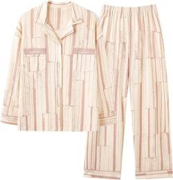 SZJIAHTM Teenager Mädchen Zweiteiliger Loungewear Set Lange Ärmel Cartoon Button Down Schlafanzug aus Baumwolle Pyjama von SZJIAHTM