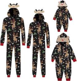 SZJIAHTM Weihnachts Pyjama Familie Set,Matching Christmas Einteiler Jumpsuit Baumwolle Weihnachts Schlafanzug Couple Pyjama für Herren Damen Kinder Baby von SZJIAHTM